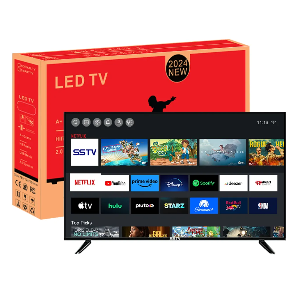 TV Normal Aceita TV LED de Logotipo Personalizado 4K Android TV 32 Polegadas Smart 40 43 50 55 60 65 75 85 Polegadas