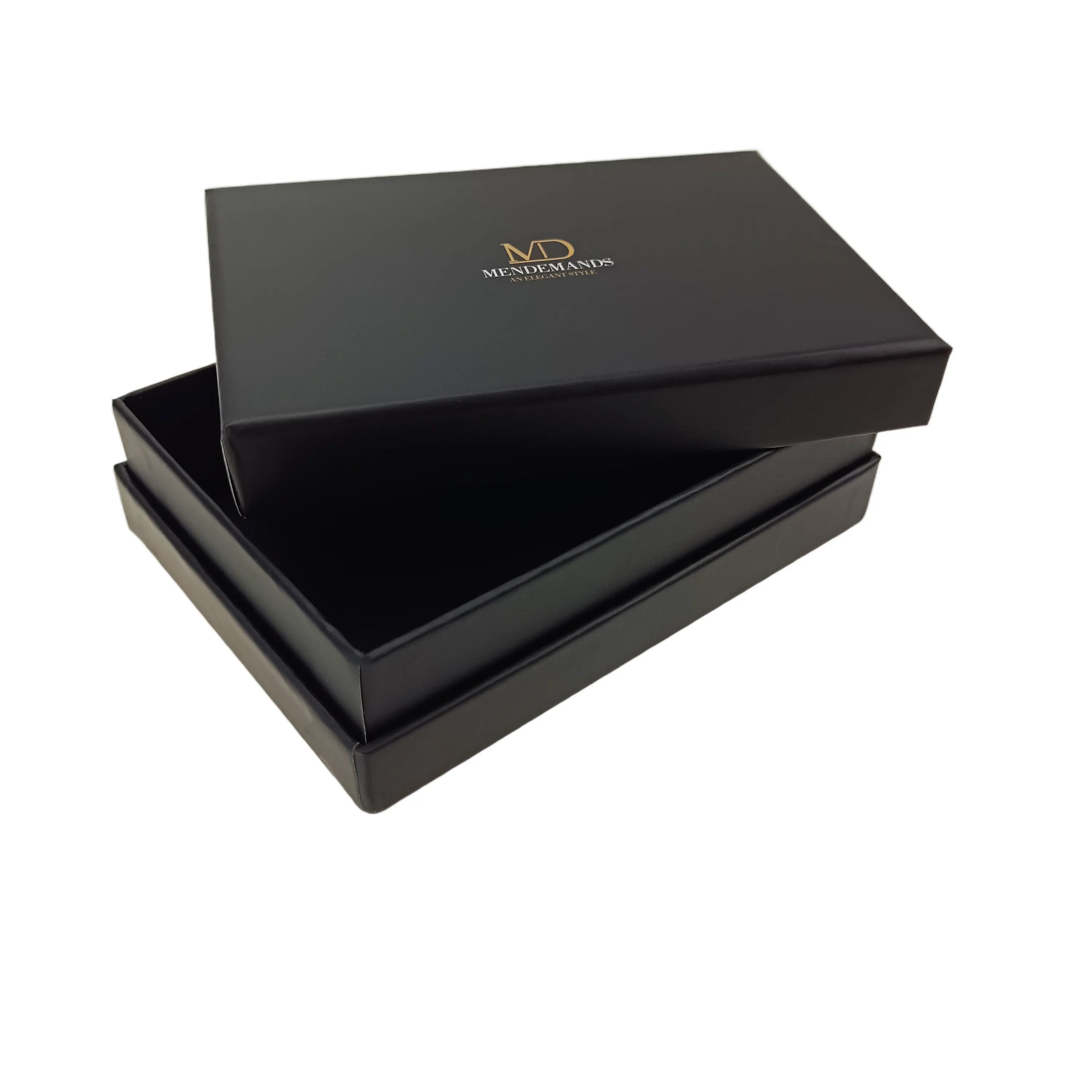 Caja de regalo con tapa pequeña de alta calidad, embalaje de papel negro, tapa superior e inferior con logotipo personalizado