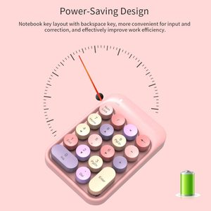 AJAZZ-teclado numérico inalámbrico de 18 teclas, Mini teclado numérico delgado portátil de tamaño completo con receptor USB