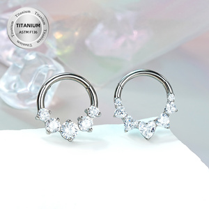 टोपोश जी23 टाइटेनियम क्लियर सीजेड एफ136 कार्टिलेज स्टड इयररिंग्स नोज़ हूप रिंग ईयर सेगमरनट क्लिकर टाइटेनियम पियर्सिंग ज्वेलरी - Product Image 2