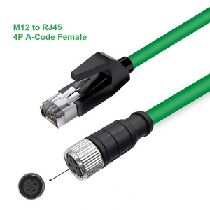 M124ピン8ピンA/D/XコーディングメスM12-RJ45高柔軟性産業用イーサネットケーブル