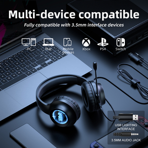 ONIKUMAX36ゲーミングヘッドフォンマルチデバイス互換USB3.5MMオーディオジャックオーバーイヤーワイヤードヘッドセット (HDマイク付き) - Product Image 4