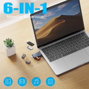 6合1 USB 3.0适配器，带外部安装TF SD OTG读卡器和USB C 2.0数据写入器 - Product Image 5