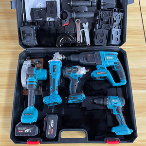 愿意工具套装16 pcs电动工具套件可充电锂无刷电动角磨机无绳扳手工具箱工具 - Product Image 3