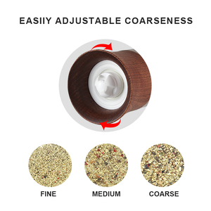 Beech Wood Stainless Steel Ring Ceramic Core Manual Pepper Salt and <strong>Spice</strong> <strong>Grinder</strong> with 140ml Glass <strong>Jar</strong> - Product Image 3