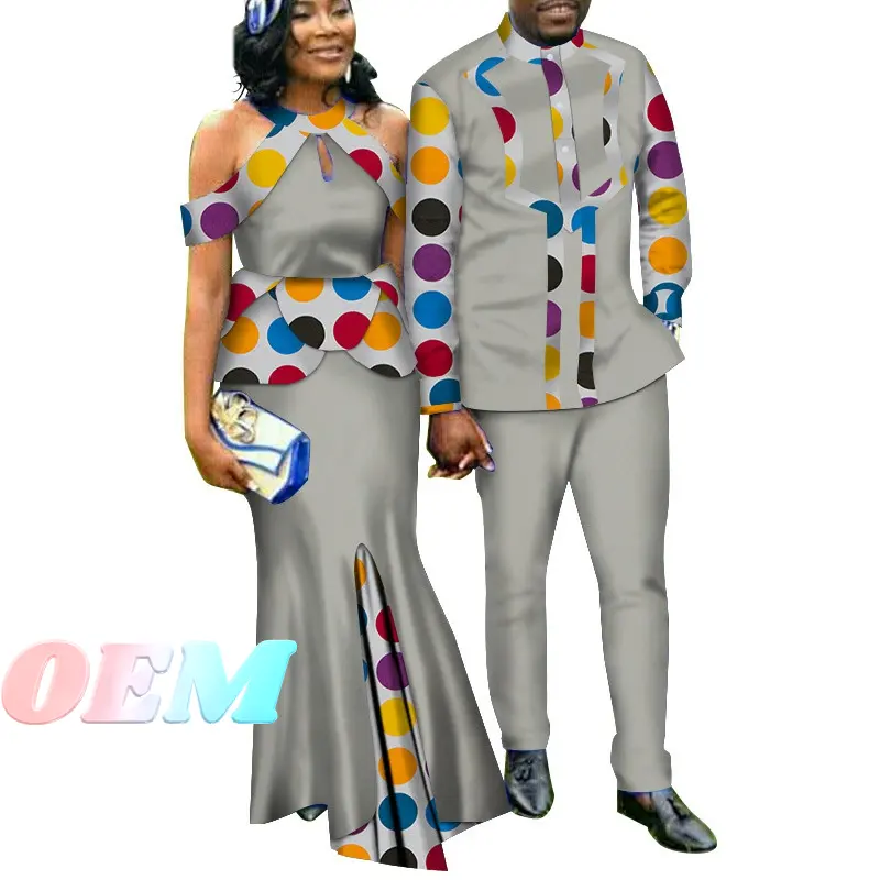 WYQ188 New Design Two Piece Set Couple Clothing Men Suit Plus Women Party Maxi Dress
