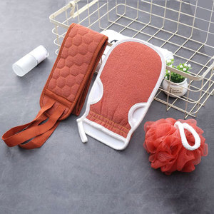 Fabrika toptan 3 adet cilt temiz banyo havlusu takımı yumuşak duş topu ve peeling vücut fırçalayın eldiven havlu