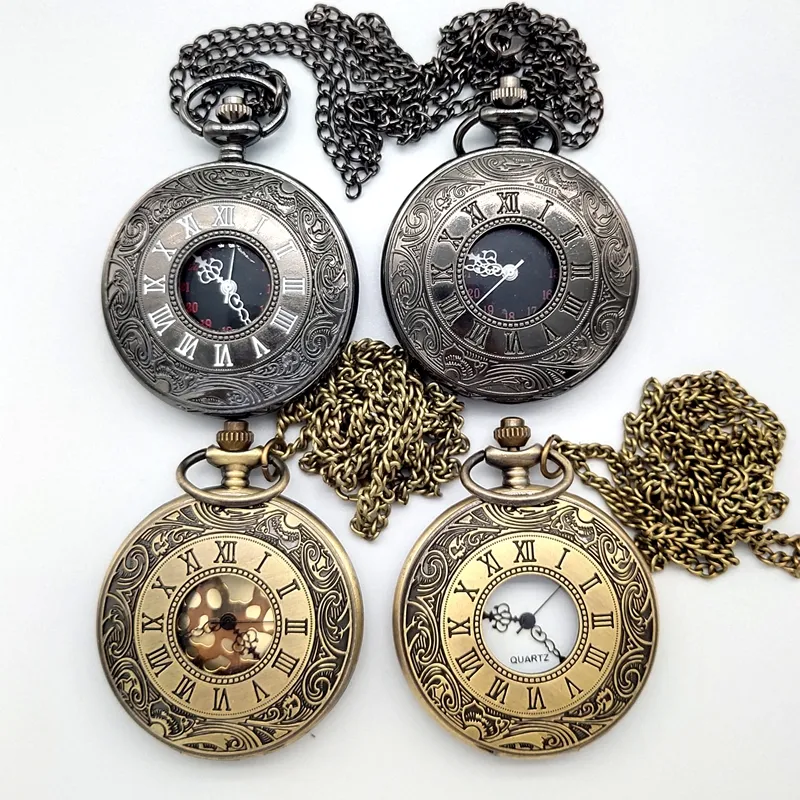 Sıcak satış klasik antika eski kuvars roma cep saatleri