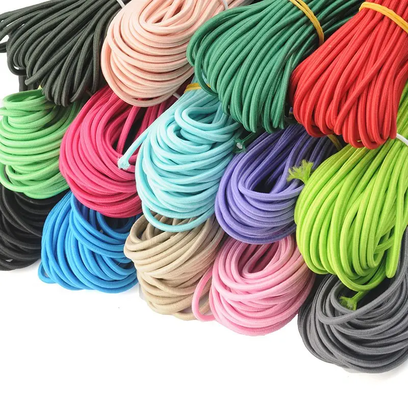 Corda elastica di Nylon intrecciata rotonda colorata gomma di allungamento di 1.5mm-8mm poli cavo elastico