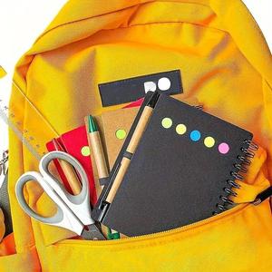 Cuaderno espiral forrado, de notas con bolígrafo A5 Bloc, cuaderno de papel Kraft con notas adhesivas y marcador de página Pestañas de índice de colores