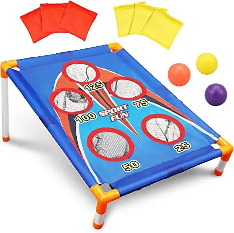 Venta caliente Sacos de arena Plate Play Tossing Cornhole Juegos Niños Juguete educativo Lanzar Bean Bag Jardín Juegos deportivos de Madera