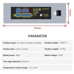HTMC-5卵孵化インキュベーターDIYミニインキュベーターコントローラーセットDIY卵インキュベーター温度制御付きチキン - Product Image 5