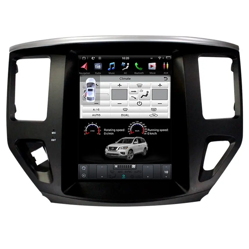 Layar Vertikal Mobil Android 10.4 Inci Gaya Tesla Pemutar Video Radio Audio DVD untuk Nissan Pathfinder 2016 Navigasi Gps