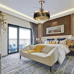 Smart Home 42&quot; Invisible LED 3-Color Ceiling <strong>Fan</strong> <strong>Light</strong> Black Gold Large <strong>Crystal</strong> Chandelier Led Ceiling <strong>Fan</strong> With Remote - Product Image 4