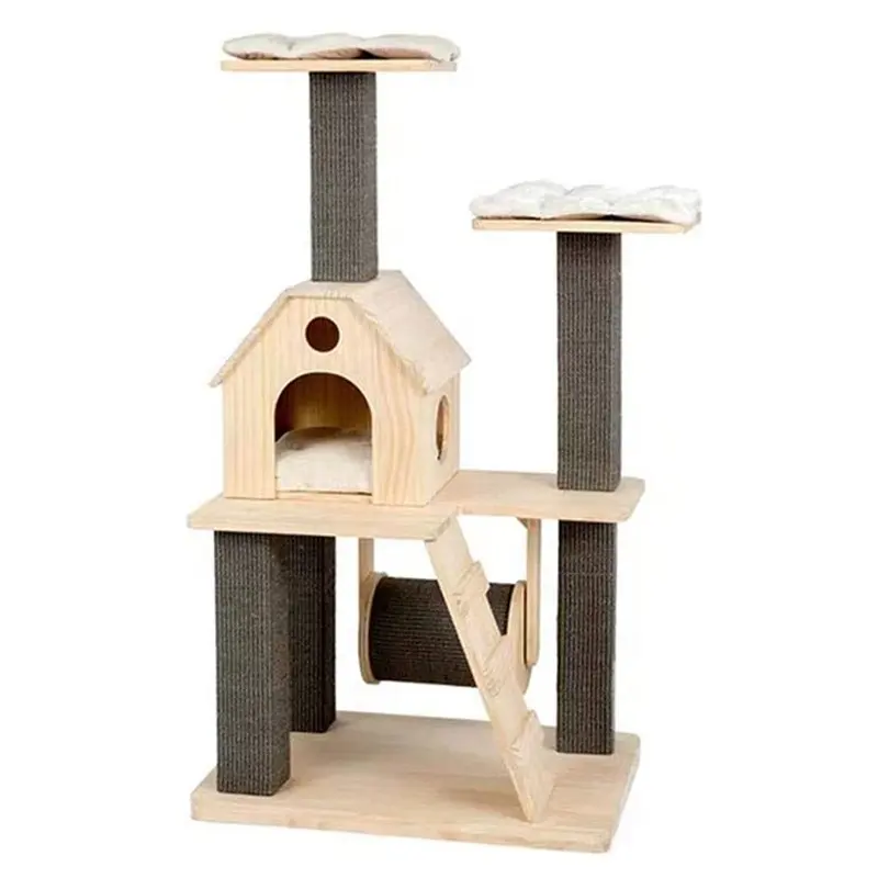 Novo condo de madeira para gatos, moderno, vários níveis, moda, arranhado, árvore, casa, gato