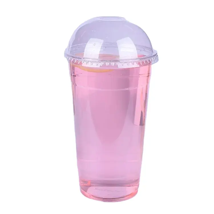 Copos de plástico PET transparente para bebidas frias descartáveis, feitos sob medida Fu Kang, de 20-24 onças e 95 mm.