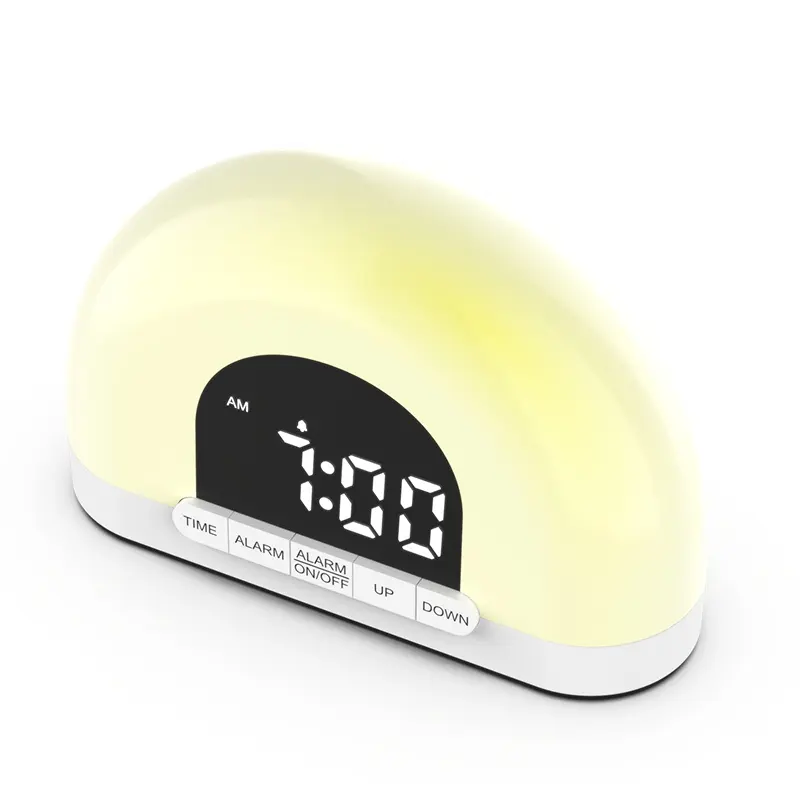 Reloj despertador inteligente con luz de Amanecer para niños y adultos, dormitorio con reloj de escritorio de simulación de Amanecer