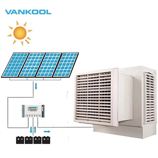 Climatiseur solaire monté sur fenêtre 12v ventilateur de refroidisseur par évaporation dc 12v refroidisseur d'air solaire climatiseurs solaires pour les maisons
