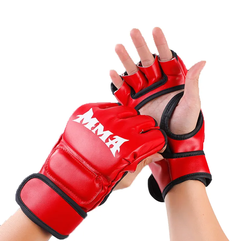 Guantes de agarre de medio dedo, venta al por mayor, logo personalizado, tu propio diseño, MMA