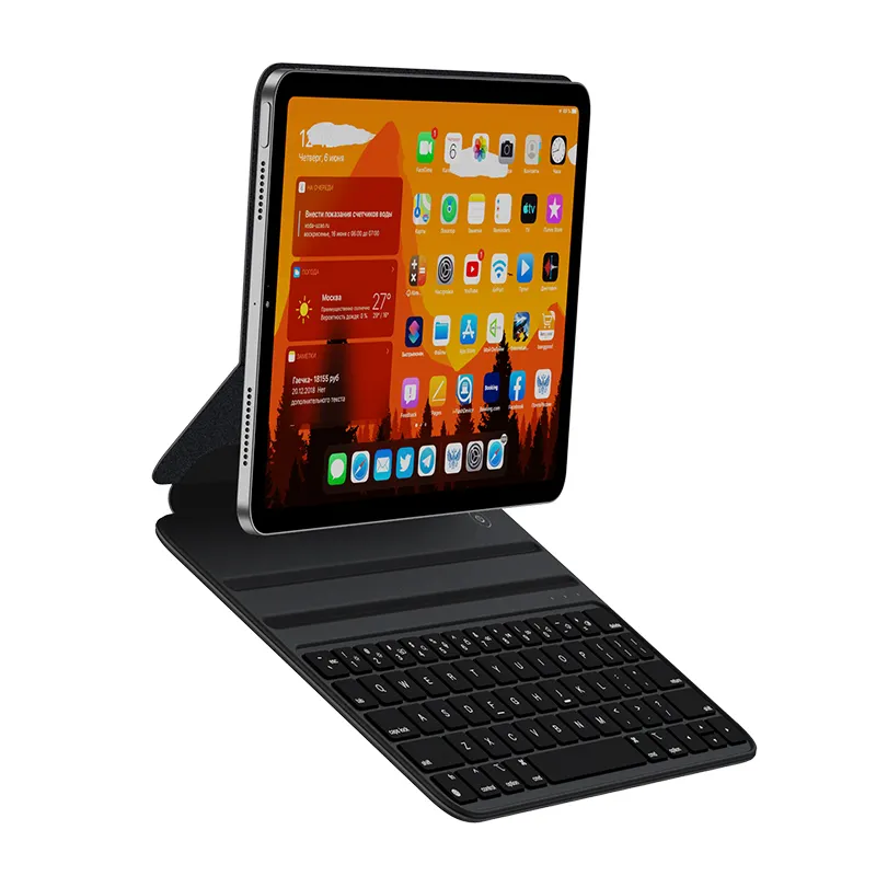 Funda de teclado ultradelgada WiWU para iPad, teclado de tableta ligero con conexión magnética, teclado de cuero Pu