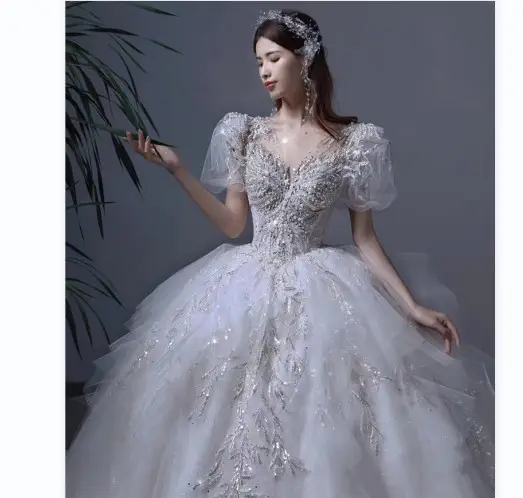 Super pesado indústria casamento vestido 2023 nova noiva fio principal vestido Pompong saia sênior tamanho grande