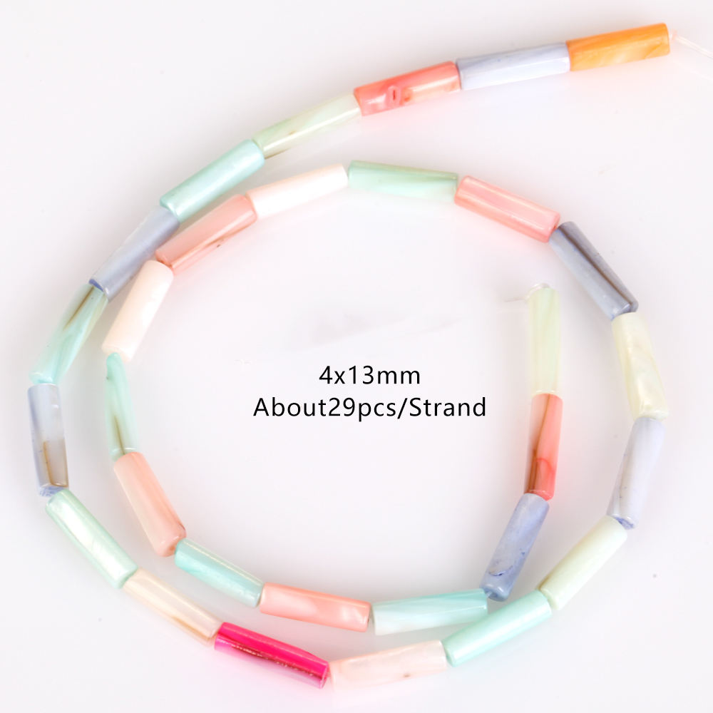 4x13mm largo cilindro cuentas de concha