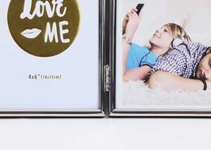 Double 4x6&quot; Photo <strong>Frame</strong>, Hinged Picture <strong>Frame</strong>, Metal Photo <strong>Frame</strong> - Product Image 4