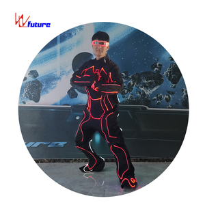 Fibra Óptica & LED Luz Tron Ternos De Dança LED Robô Traje Desgaste Desempenho Halloween Brilho Festa Trajes De Dança LED Ternos