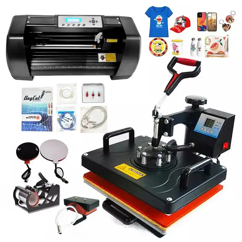 Plóter de corte de 365mm, máquina de prensado en caliente para camisetas, plotter de corte de vinilo, sublimación, 5 en 1