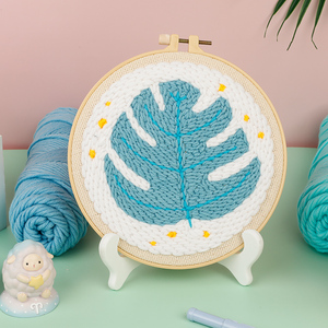 <span class=keywords><strong>Diy</strong></span> Leaf Latch Hook Kits Cho Trẻ Em Mới Bắt Đầu, Rug Hooking Thủ Công Đan Thêu <span class=keywords><strong>Kit</strong></span> Punch Needle Starter <span class=keywords><strong>Kit</strong></span> Với Punch - Product Image 1