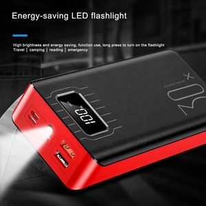 Fonte de alimentação de alta capacidade 20000mah, banco de energia de carregamento rápido 30000mah