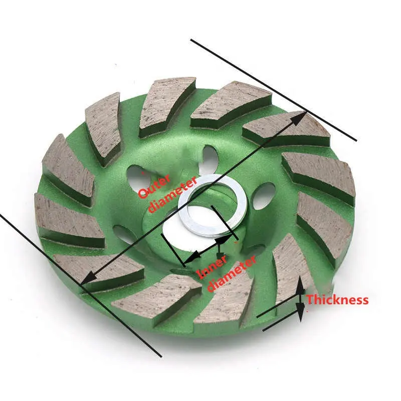 Disco de corte de rueda de molienda, herramienta rotativa para hormigón, mármol, granito, tazón segmentado de diamante, 100x20mm