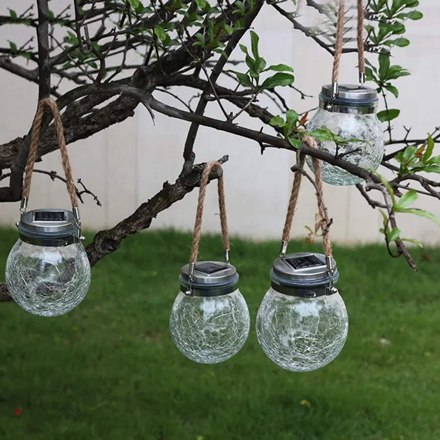 30 LED Solar Malam Lampu Crack Bola Kaca Berharap Lampu Cover Peri Lampu Outdoor Pohon Taman Halaman Belakang Dekorasi
