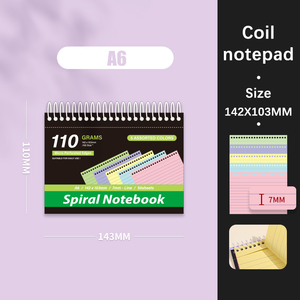 Bobina A6 Notebook Mini Bloc de notas portátil con encuadernación en espiral Mini Notebook Papel de escritura Bloc de notas Diario Cuaderno de oficina - Product Image 6