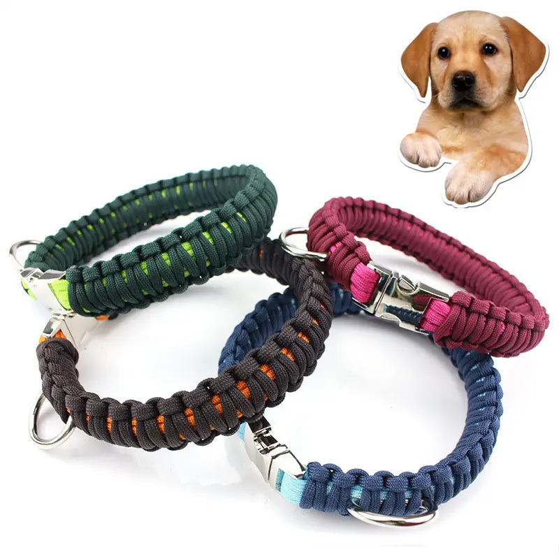 Collare per cani di vendita caldo 7 fili Paracord intrecciato collana per cani guinzaglio paracadute forniture per animali domestici