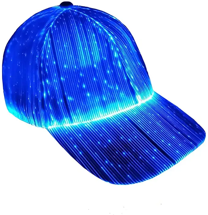Amazon Best Verkopende Oplaadbare Glow In The Dark Baseball Cap Led Light Up Glasvezel Lichtgevende Baseball Hoed Voor Party