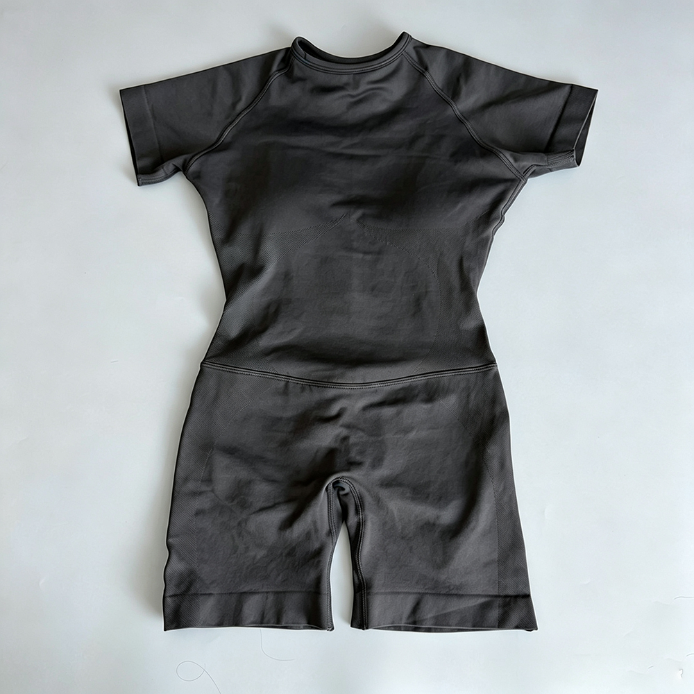 Shark gray-short-sleeve one-piece