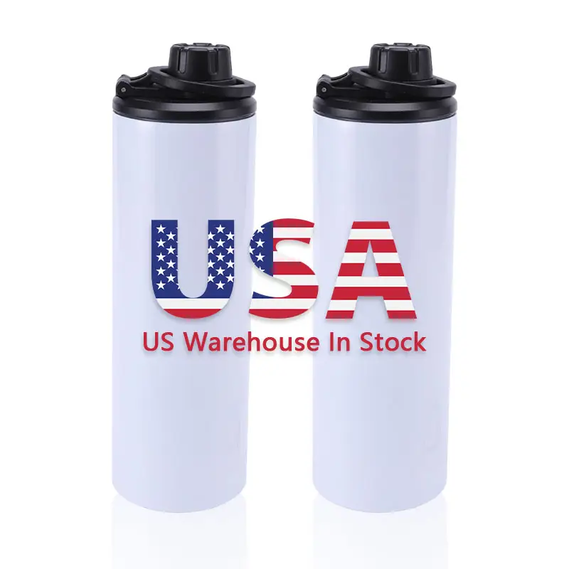 米国倉庫屋外スキニーストレートコーヒー水トラベルマグカップ20オンス昇華ウォーターボトル蓋付きDIY印刷用