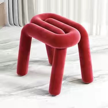 Tabouret court rouge