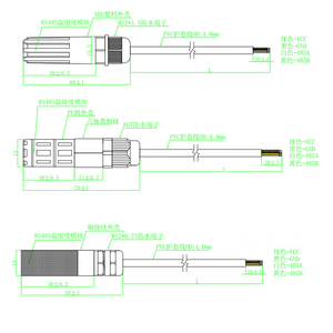 SQH129 Termómetro 22AWG 1M RS485 Cable Sensor de calidad del aire de temperatura y humedad con protocolo de comunicación DC3.3V Modbus - Product Image 2