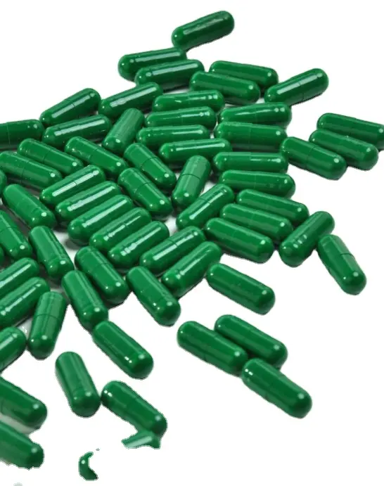 Cápsula de gelatina vacía dura, tamaño 0, color verde, personalizada, tamaño 00, cápsulas de gelatina transparente a granel, carcasa de Gel vacío