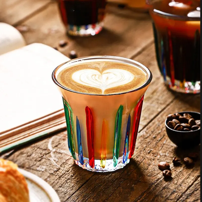 Tazza da caffè in vetro dipinto a mano resistente al calore di alta qualità tazza da caffè espresso Latte