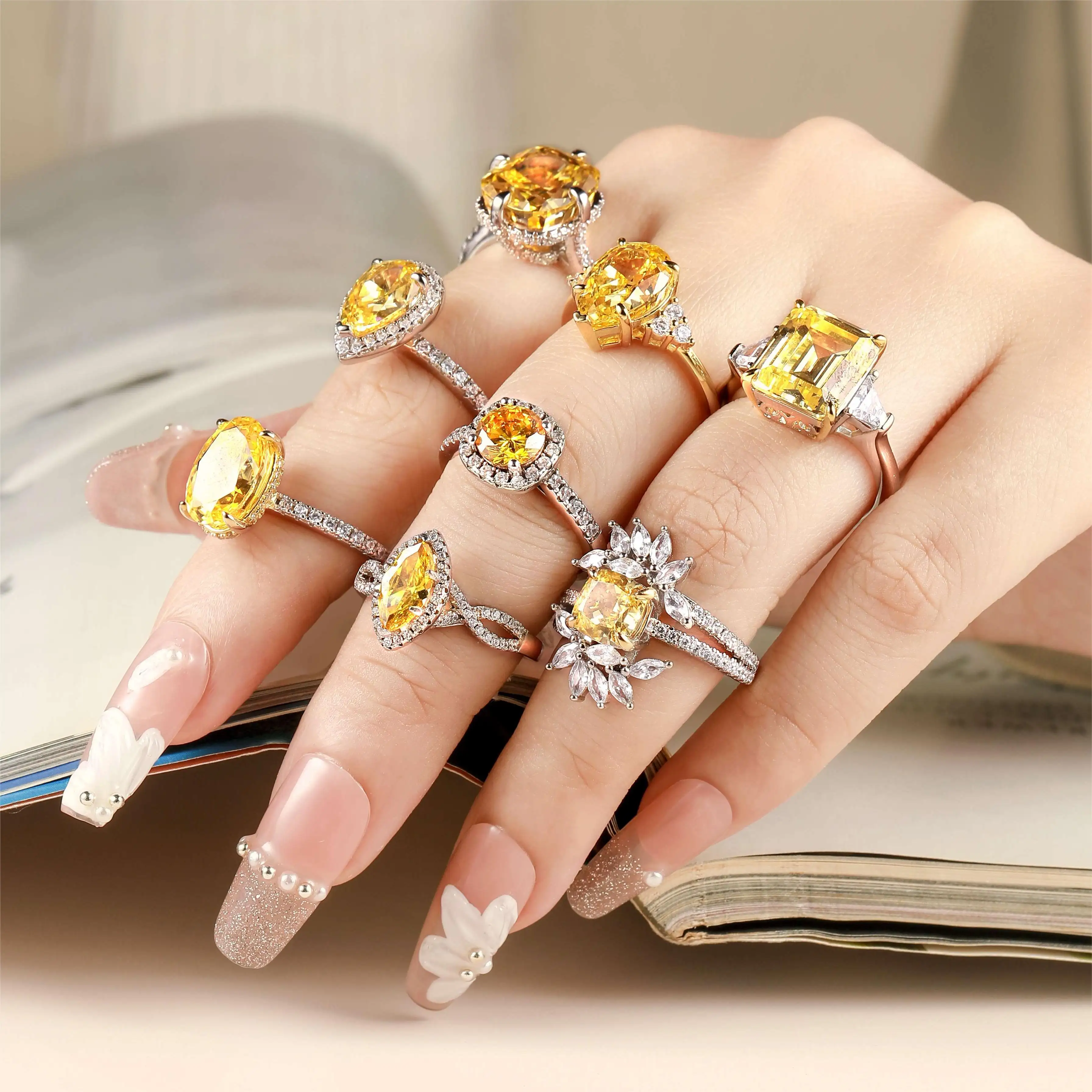 Оптовая продажа на заказ стерлингового серебра ювелирные изделия кольца разноцветные камни 925 Серебряные кольца для женщин
