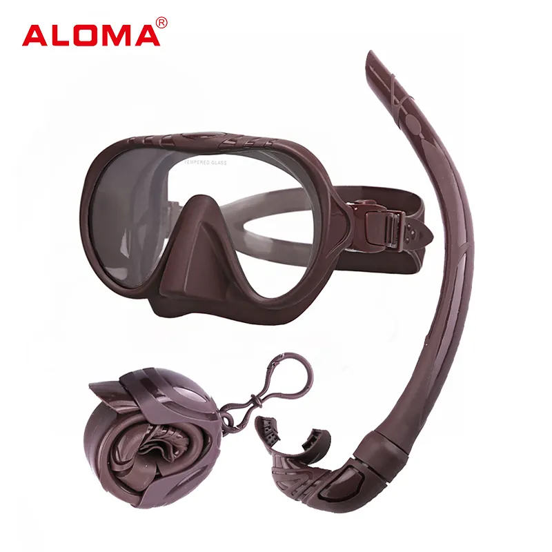 ALOMA Summer Premium Rahmenlose flüssige Silikon-Tauchmaske Wet Snorkel Combo-Set für Erwachsene Schnorcheln Tauchen