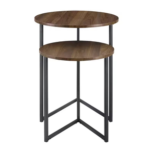 Juego de mesa de centro anidada negra de 2 mesas laterales con marco de metal para sala de estar dormitorio para apartamento mesa auxiliar de lugar pequeño - Product Image 4