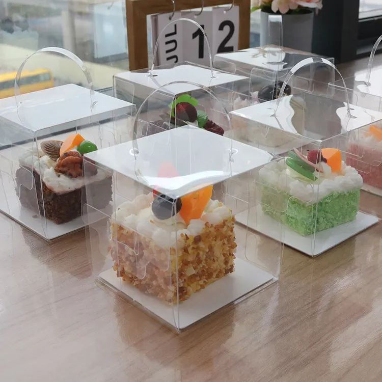 Klare quadratische Kuchen Kunststoff verpackungs box 3 Zoll transparente Kuchen boxen Verpackung