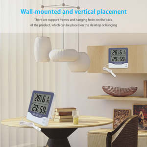 เครื่องวัดอุณหภูมิและความชื้นดิจิตอลในร่มและกลางแจ้ง พร้อมหัววัดแบบเสียบ จอ LCD แสดงผลอุณหภูมิและความชื้น พร้อมฟังก์ชันบันทึกค่าสูงสุด ต่ำสุด และหน่วยความจำ สำหรับใช้ในบ้านและห้องต่างๆ - Product Image 4