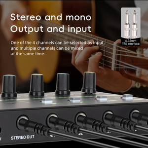 Professional Hi-Fi 4 Channel Stereo Audio <strong>Mixer</strong> 4 in 1 Output Low Noise Line Microphone <strong>Mixer</strong> with Type-C Power Supply - Product Image 3
