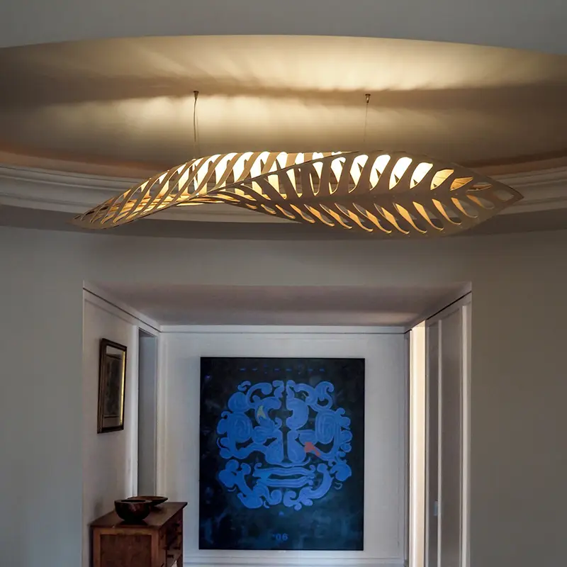 Umind-lámpara colgante de madera, Iluminación LED decorativa