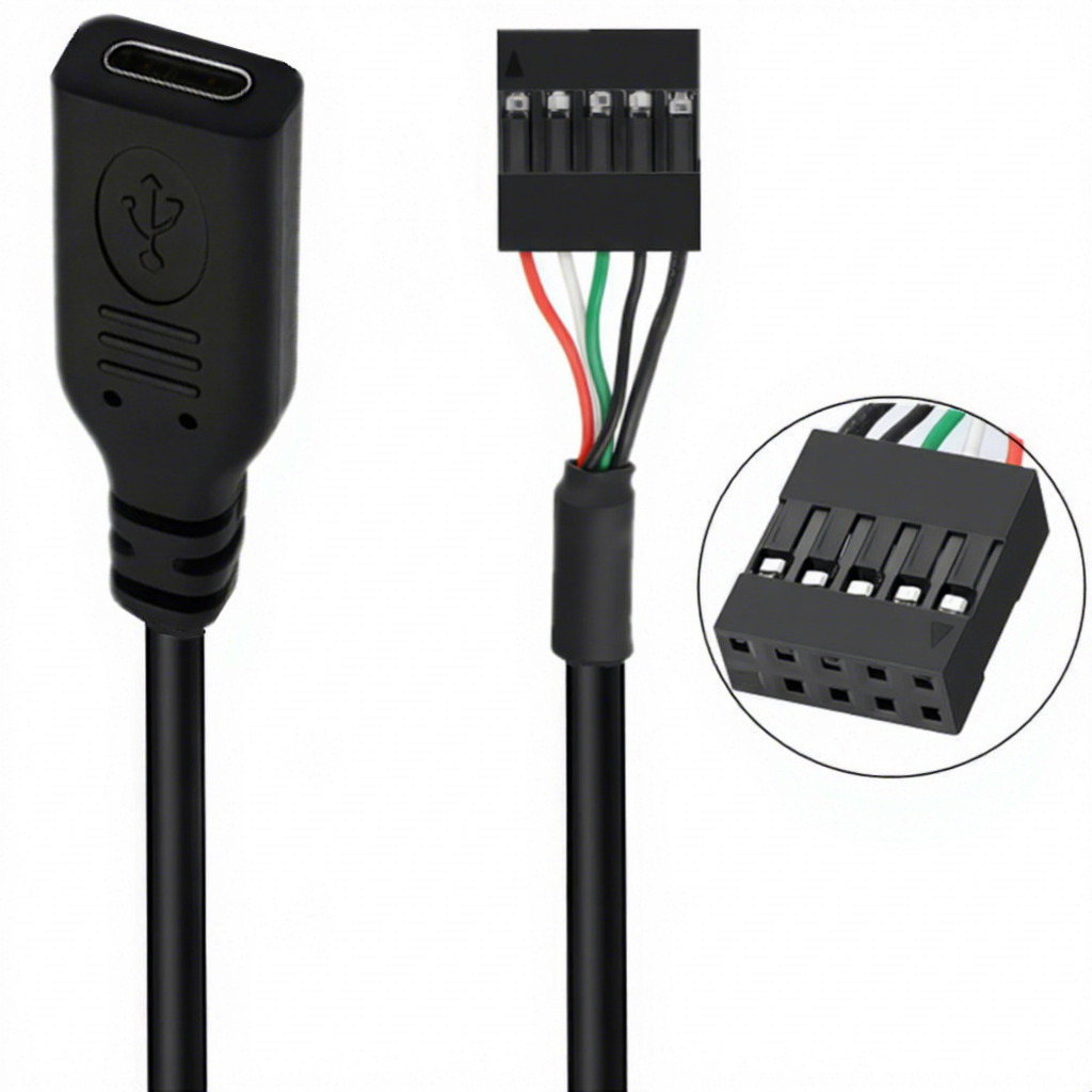 Black Type-c female to dupont 2.54 2x5p